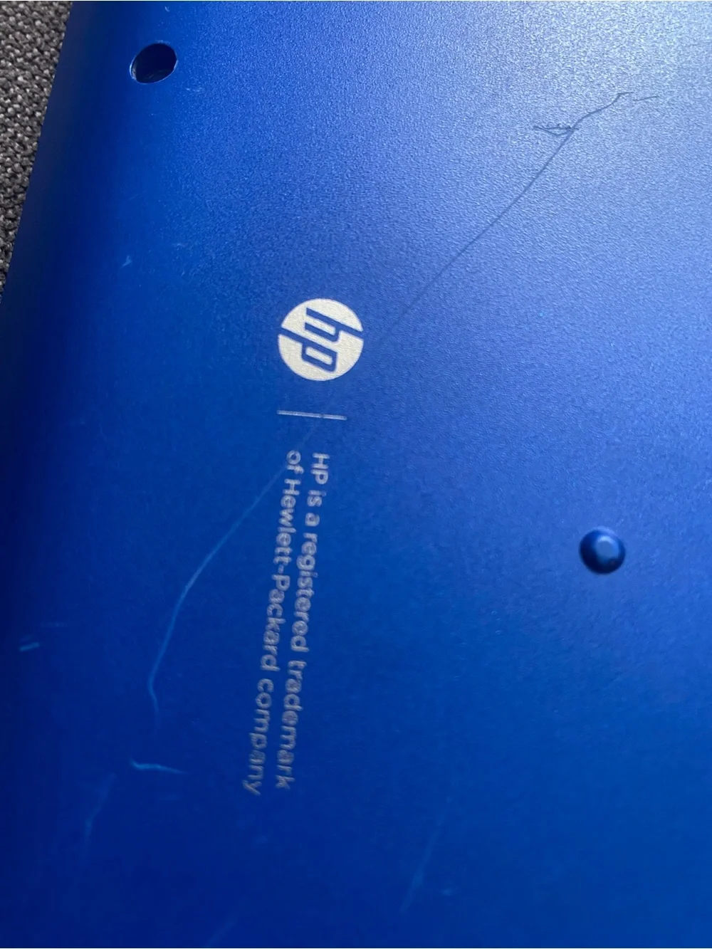 HP Blue Laptop Lid with White Logo
